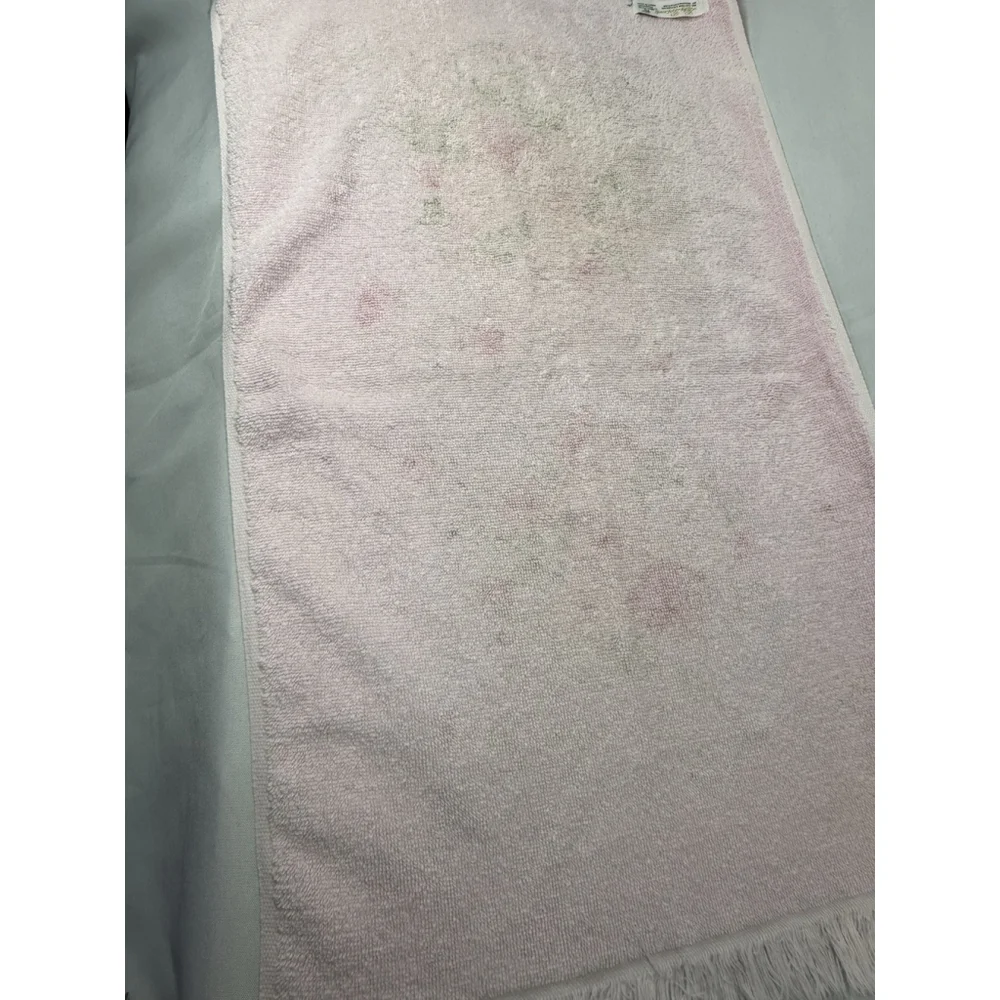 Vintage Lady Pepperell Hand Towel Pink Roses Floral 27” x 15” EUC Cotton MCM